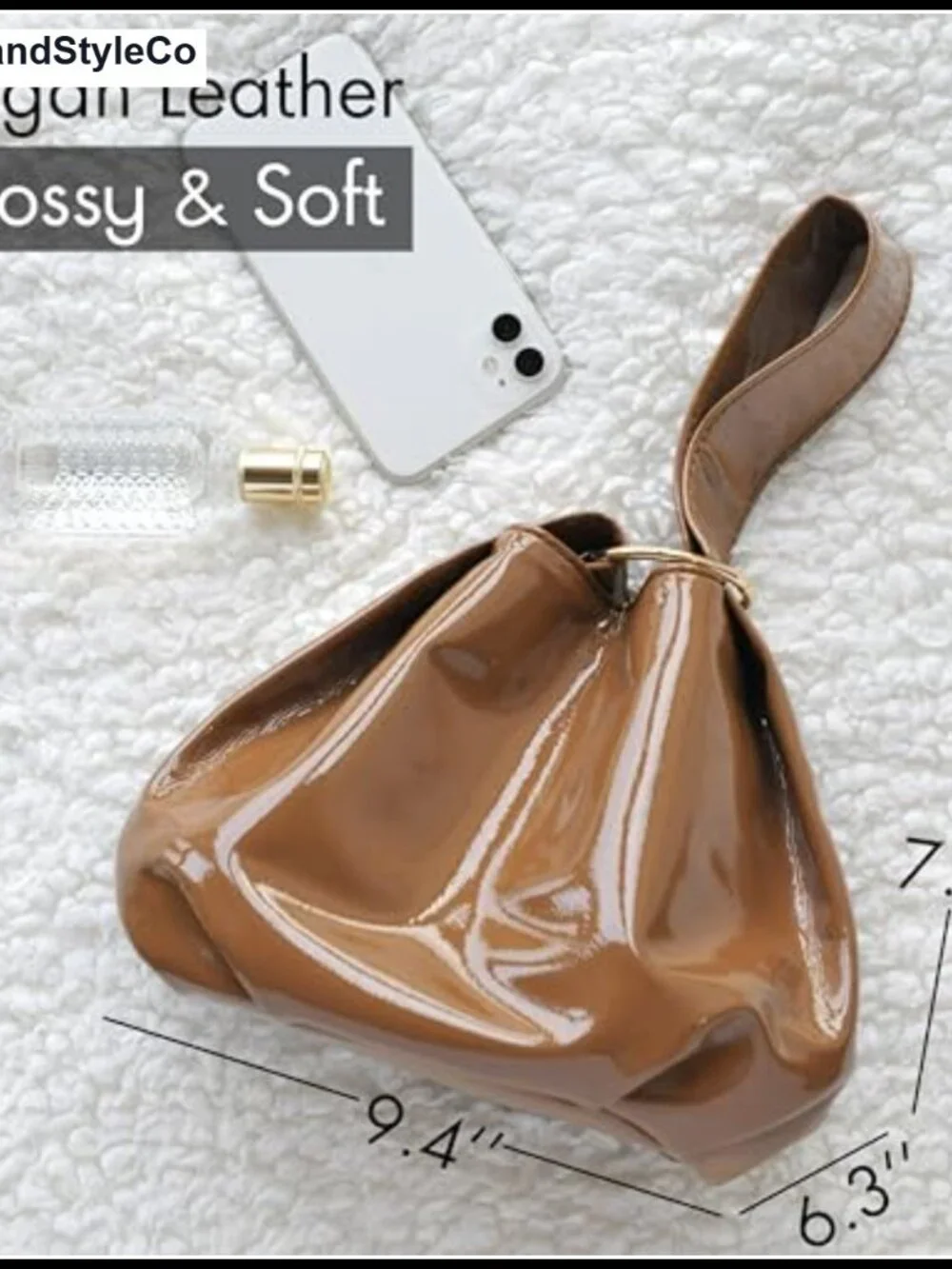 Patent Vegan Leather Clutch Hobo Bag Top Handle Small Tote Wristlet